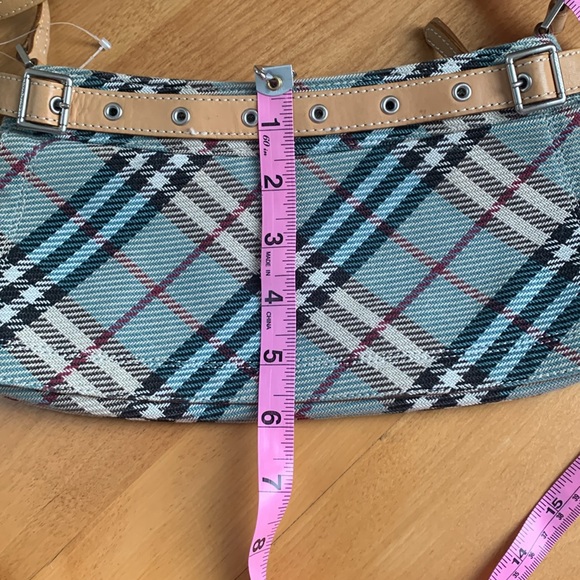 Burberry London Blue Label Blue Nova Check Canvas Leather Crossbody Bag VGUC - Picture 14 of 16